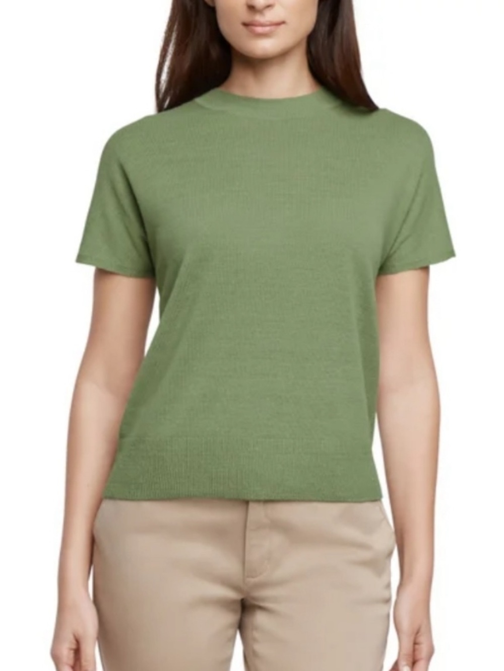 Banana Republic Green Linen Blend Short Sleeve Knit Top